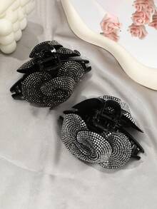 1pc New White Crystal Flower Hair Clip, Elegant Hairpin For Women