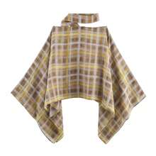 TRAFZA Áo choàng cổ khăn kẻ caro mùa hè thanh lịch dành cho nữ, kiểu dáng sang trọng, tay áo tròn rộng, áo khoác ngoài. - kẻ sọc - Xem 6