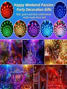 USB LED Mini Disco Ball Light Sound Activated RGB Strobe Lamp Colorful DJ Dance Stage Light For Halloween Christmas Birthday Wedding Home Room Karaoke Club Party Decorations - Nhiều màu - Xem 8