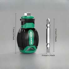 短柄螺丝刀，一字头，迷你螺丝刀，工业级磁性小螺丝刀，双头螺丝刀，螺丝刀头，橡胶涂层可更换刀头，短柄迷你磁性螺丝刀，适用于小型电子设备维修，精密螺丝刀，短柄设计，轻巧型螺丝刀，橡胶涂层刀头，手持式螺丝刀，电子爱好者，专业技术人员 - 綠色 - 查看 2