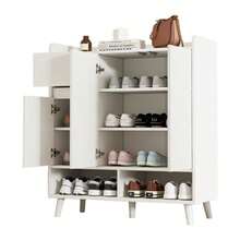 Modern Sideboard/Chest Of Drawers/Shoe Cabinet With Ample Storage Space, 4 Doors And 1 Drawer With An Adjustable Shelf For Dining Room, Living Room Or Kitchen, White - White - View 9