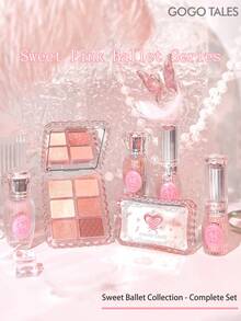 GOGO TALES 甜美粉色柔雾眼影盘芭蕾舞系列，哑光大地色系搭配细腻珠光高光，迷你旅行装，适合日常淡妆及新手使用，GOGOTALES - #G05 Round dance melody - 查看 9