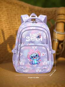 1个时尚尼龙背包，粉紫色尼龙材质，可调节肩带和拉链封口，容量大，适合返校季和旅行必备，旅行包学生背包，可爱设计，耐用日常背包 - 彩色 - 查看 6