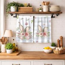 2/4条装兔耳图案洗碗巾，柔软超细纤维吸水布，适合作为复活节礼物、复活节装饰品、烹饪烘焙用品、清洁用品、厨房装饰用品，也可作为送给邻居、母亲、朋友的生日礼物或乔迁礼物。 - 彩色 - 查看 3