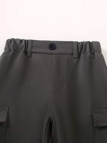 Young Boy's Casual Cargo Pants With Pockets, Spring/Summer - Grey - View 4