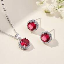 1 Set de joyas de circonita cúbica elegante y de moda, adecuado para citas, fiestas y uso diario de mujeres - Amarillo - Ver 6