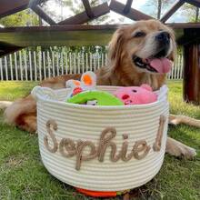 Personalized Braided Rope Pet Toy Storage Basket, Custom Pet Name Gift Basket, Travel Storage Bag, Tote Bag For Pet Lovers, Home Decor Pet Supplies - Multicolor - View 30