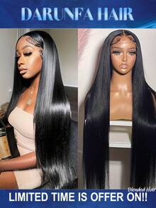 34 Inch 200% Density 13x4 Lace Frontal Straight Blended Human Hair Wigs Pre Plucked 13x4 Highlight Transparent Lace Front Wig For Women - Natural & Black - View 11