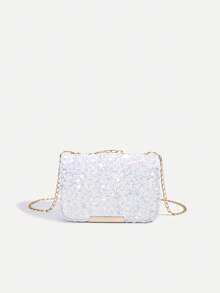 1pc Girls' New Lace Flower Fashion Sequin Crossbody Bag, Stylish Sequins Shoulder Bag, Evening Clutch, Chain Bag, Lipstick Pouch, Coin Purse, Wallet, Suitable For Daily, Party, Travel, Ideal Gift - Multicolor - View 16