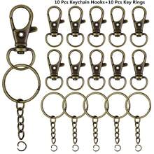 20/40/60/100pcs Rotating Spring Hooks With Keychain And Chain Key Rings, Suitable For Lanyards, Jewelry Making, Valentine's Day Gifts, DIY Crafts (10/20/30/50pcs Spring Hooks + 10/20/30/50pcs Key Rings With Rings And Chains) - Small Keychain Halo Chain - View 26