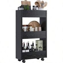 Carrito Organizador Delgado de 3 Niveles con Asa,Carritos Organizador con Ruedas Cocina Pequeño para Lugares Estrechos,Carrito Auxiliar para Espacios Reducidos(Color Blanco) - Como se muestra en la figura - Ver 7