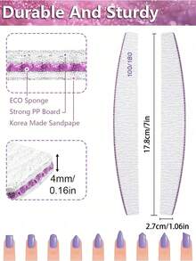 25支/10支/3支指甲锉，100/180/240目双面指甲锉，可水洗，可重复使用，适用于天然指甲和亚克力指甲，用于指甲塑形、打磨和抛光，美甲和足疗，适用于家庭和美甲沙龙，美甲用品，指甲护理产品。 - 灰色 - 查看 6