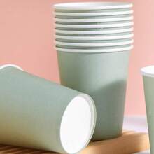 10盎司一次性纸杯，鼠尾草绿纸杯，冷饮杯和咖啡杯，派对杯，适合生日派对、家庭聚会、野餐、派对装饰、新年礼物 - 彩色 - 查看 6
