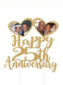 Customizable Happy Anniversary Photo Cake Topper - Personalized Cake Decoration For Any Year - Multicolor - View 8