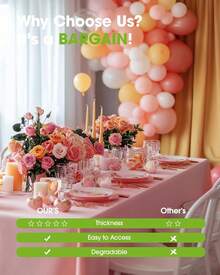 Premium Thickened Disposable Tablecloth Rectangle 54" X 108", Waterproof Oil-Proof Plastic Table Cover, Easy Cleanup Party Supplies For Dining, Camping, Holiday & Outdoor Events - Available In 2-12 Packs - 粉色 - 查看 5