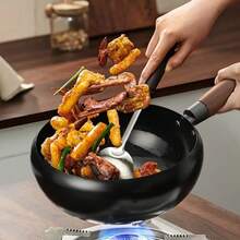TIROTO Black Cast Iron Frying Pan And Deep Pot | Uncoated, Non-Stick, Suitable For Induction And Gas Stoves, Handmade Traditional Cast Iron Pot With Large Belly - Mirror Surface Non-Stick, Rustresistant Pot | Traditional Iron Pot | Cast Iron Construction - 11,04 inch (có nắp và thìa) - Xem 5
