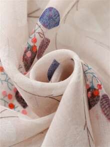 1件装女士保暖经典碎花雪纺围巾，轻盈流苏披肩