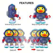 2-8岁儿童跳舞太空鸭玩具：可爱唱歌走路鸭，带音乐和LED灯 - 理想的生日礼物，益智玩具 - 藍色 - 查看 4