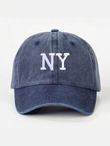 1 pezzo Cappellino da baseball da esterno ricamato 3D NY, lavato, regolabile, con protezione solare, adatto per viaggi in primavera/autunno, cappello versatile per ombreggiatura adatto per uomini, stile Y2K per giovani adulti - berretto da baseball - Visualizzare 25