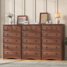 Taupe / Cherry Wood 6 Drawers Dresser,  Tall Wood Chest Of Drawers, Storage Organizer Clothes, Brownish Vintage, Living Room, Bedroom, Hallway - 櫻桃木 - 查看 8