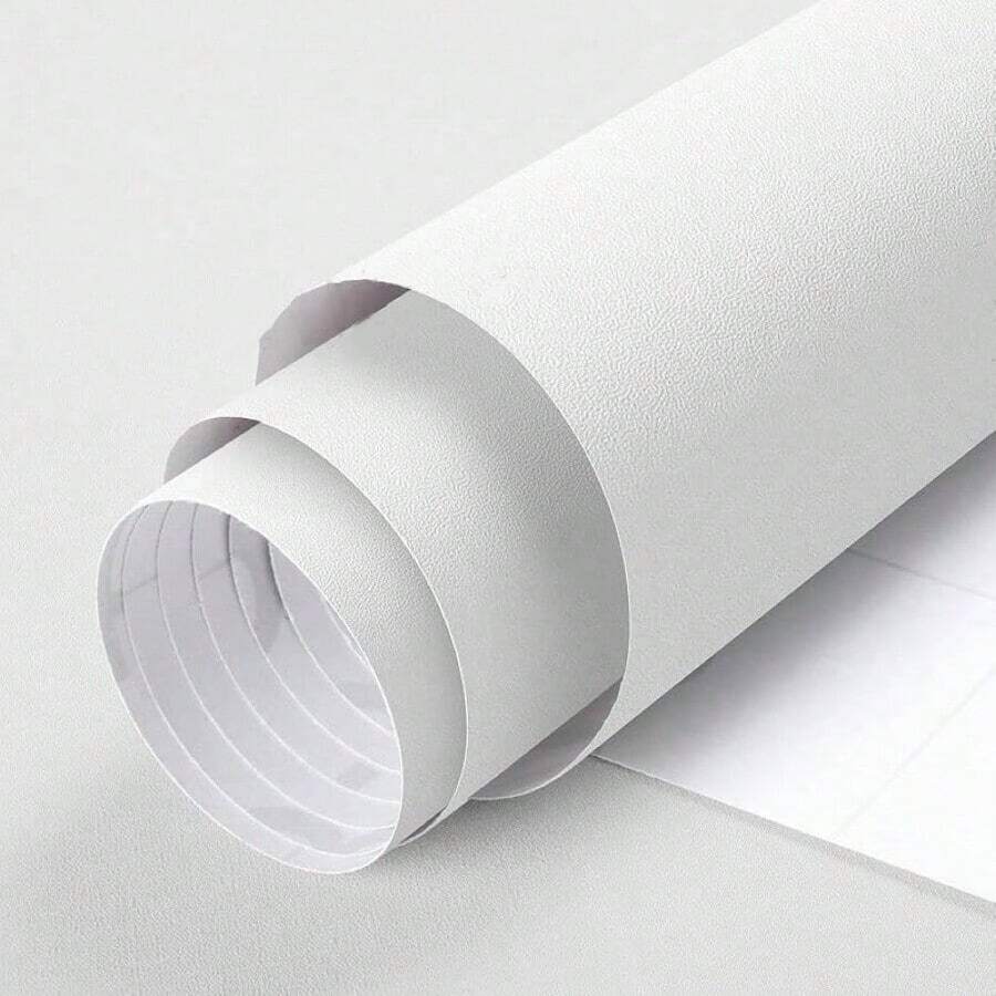 Matte White PVC Peel And Stick Wallpaper, Removable Self-Adhesive Wallpaper, Suitable For Bathroom, Waterproof PVC - White - View 1