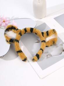1 pieza Diadema con orejas de peluche de tigre, accesorio de disfraz de fiesta - multicolor - Ver 9