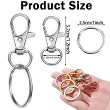 10/20/40/60/80/100pcs Keychain Hooks With Keyrings, Lobster Claw Clasps & Open Jump Rings For DIY Craft Jewelry Making (5/10/20/30/40/50pcs Metal Lobster Claw Clasps + 5/10/20/30/40/50pcs Open Jump Rings) (32mm)