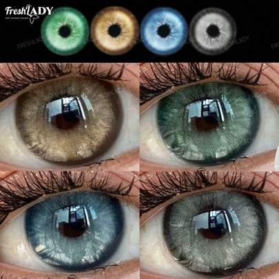 FRESH LADY 1 Pair Freshlady 14.20mm Colored Contact Lenses, Yearly Wear, Brown Green Blue Grey Colored Contact Lenses, Beauty Makeup Accessory, Christmas Party