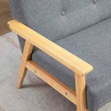 Three-Seater Tufted Sofa, Rubberwood, 154.5 X 69.5 X 73 Cm, Grey - Grey - View 7