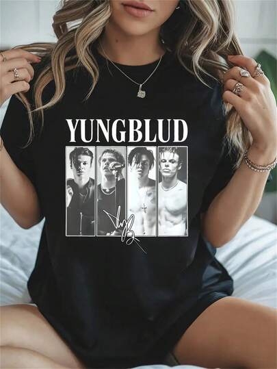100% Cotton Yungblud Band Members With Signature Design Round Neck Short Sleeve T-Shirt Women's Men's Fashion Summer Tops Printing Graphic Tee