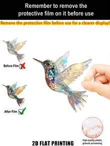 2D Acryl bedruckter flacher Kolibri Sonnenfänger - Deluxe Version, buntes Acrylglas, ganzjährige dekorative Türhänger, einzigartiges Heimgeschenk, ideal für Vogelliebhaber, geeignet für 11 Feiertage - Bunt - Übersicht 5