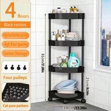Multi-Function Rolling Storage Rack - Plastic Storage Basket With Rattan Weaving And Top Handle, Suitable For Office, Kitchen, Bathroom, Bedroom, Rolling Storage Rack And Upright Shelving Unit, Floor Standing Shelving, Wheeled Storage Cart, Bathroom Storage Rack, Kitchen Storage Rack, Support Rack, Rolling Storage Cart, Support Rack, Movable Shelving Unit, Home And Office Desk, Shelf - Multicolor - View 20