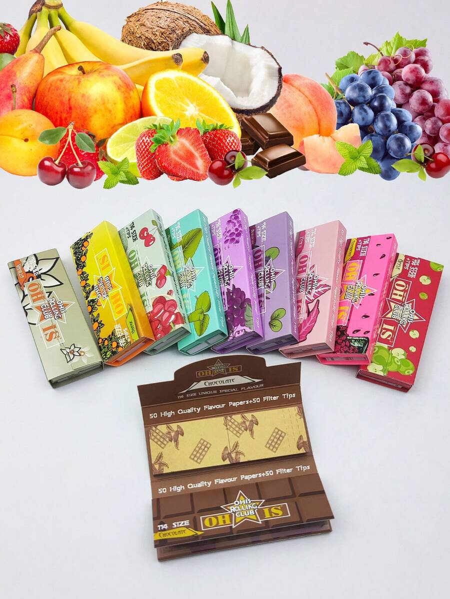 1/2/4 piezas Nuevos papeles de liar con aroma de combustión lenta (50 papeles de liar + 50 filtros por paquete), papeles de liar con sabor, papeles de cigarrillos enrollados, papeles de cigarrillos hechos a mano, papeles de liar con aroma a fruta, accesorios para fumar, suministros de tabaco, gran regalo para familiares y amigos, regalo de vacaciones, Navidad, San Valentín, Pascua, Acción de Gracias, Día del Padre, Día de la Madre, Año Nuevo, cumpleaños, fiesta - Multicolor - Ver 1