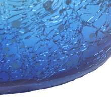 Spherical Candle Holder In Blue Gradient Crackled Glass - Iridescent Electroplated Spherical Candle Vase For Table Decoration And Centerpieces