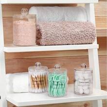 Transparent Cotton Swab Storage Box, Bathroom Organizer Jar, Luxury Makeup Cotton Pad Holder - Clear - View 3
