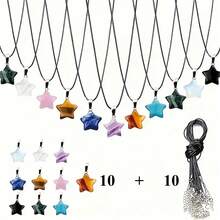 20pcs Vintage Moon Shaped Pendant With Adjustable Black Faux Leather Necklace Chain - Suitable For Jewelry DIY Bracelet And Earring Making, 10pcs Pendant + 10pcs Necklace Chain - Multicolor - View 15