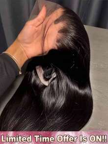 200% Density 34 Inch Straight 5*5 13*4 Lace Front Wigs With Realistic Hairline - Pre Cutting Pre Ironing Pre Pulling HD Transparent Lace Frontal Wigs Glueless Natural Black Color Human Frontal Hair Wigs - Real Hair Brazilian Virgin Straight Lace Front Wigs - Put On And Go No Glue Needed Pre-Plucked Human Blended Hair Wigs Frontal Glueless Weaves Wigs For Women Easily To Wear - Natural & Black - View 2