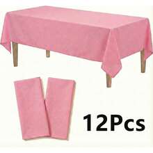 Premium Thickened Disposable Tablecloth Rectangle 54" X 108", Waterproof Oil-Proof Plastic Table Cover, Easy Cleanup Party Supplies For Dining, Camping, Holiday & Outdoor Events - Available In 2-12 Packs - 粉色 - 查看 14
