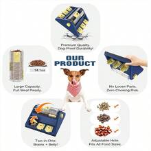 2 Levels Of Challenge, Large Size, Paw - Activated Rolling Dog Puzzle Feeder Toy, U. S. Design, Treat Puzzles Feeding Small Medium Dogs Mental Stimulation Puppy Food Slow Dispenser Toy - 大號 + 藍色 - 查看 8