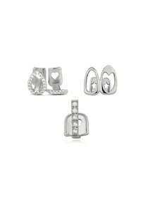 3pcs/Set Hollow Heart, Rhinestone Bar & Water Drop Shaped Shiny Metal Hip Hop Tooth Jewelry, Party Accessories, Valentine's Day Gift