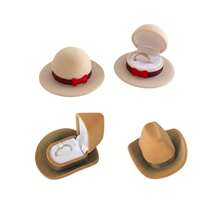 1个创意帽子造型首饰盒，奢华翻盖迷你戒指盒，可爱小巧的牛仔帽首饰礼品收纳盒，适合情人节、结婚纪念日、订婚、送给女友、妻子、男友、丈夫、情侣的礼物 - 彩色 - 查看 13