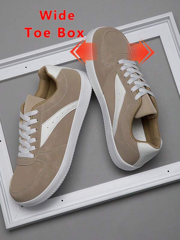 Zapatos casuales de skate de punta ancha para hombres, zapatillas deportivas ligeras y antideslizantes de punta ancha, zapatos planos de moda y versátiles de punta ancha, zapatos deportivos casuales de punta ancha para adolescentes, zapatos de ocio de suela plana y punta ancha, adecuados para todo tipo de pies, proporcionando un espacio cómodo para los pies, talla grande cómodos para los tipos de pies regulares