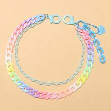 1pc Versatile Candy Color Five-Pointed Star Pendant Double-Layer Pants Chain Colorful Acrylic Pants Chain, Suitable For Men And Women Couples Waist Accessories - Blue Heart-shaped Pants Chain - View 10