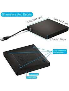 Ultra Slim USB 2.0 External CD DVD Burner, CD-R/W DVD-R/W Disc Drive For Laptop Desktop PC Windows