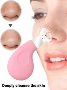 2支装光滑弧形黑头去除鼻刷，手动毛孔深层清洁工具，不锈钢刷毛，温和适用于敏感/油性肌肤，方便旅行携带 - 彩色 - 查看 3