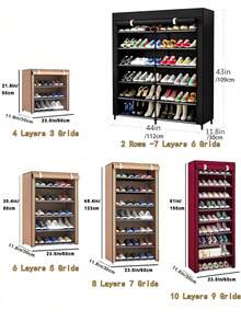 1pc Multi-Layer Non-Woven Fabric Shoe Rack, No Installation Required, Space Saving, Suitable For Dorm Entrance - Multicolor - View 12