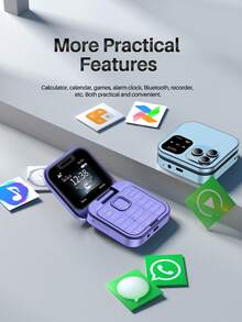 SERVO I16 Pro 迷你折叠手机 4G LTE 双 SIM 卡 快速拨号 视频播放器 魔术语音 FM 收音机 小型翻盖手机 - 藍色 - 查看 6