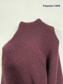 Men's Slim Fit Street Style Solid Color Long Sleeve Sweater, Casual Crew Neck Pullover, Lightweight Polyester Knit Top, Suitable For Spring, Autumn, Winter - Burgundy - View 12