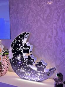 Customized Name LED Moonlight Light - USB Powered, Personalized Starry Night Light, 12 Colors, With Remote Control, Suitable For Bedroom And Living Room Decoration, Birthday Parties, Perfect Holiday Decoration Or Mother's Day Gifts, Choose 1 To 4 Names - Multicolor - View 5