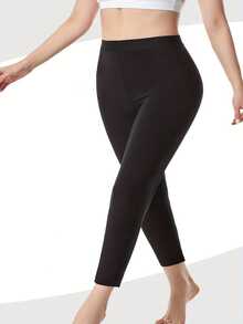 1pc Women's High Waist Sweat Enhancing Leggings, 4X Sweat Efficiency, Slimming Fitness Pants, Targeted Waist & Leg Sweat, Fitness Body Shaping Miracle - Silver - View 6